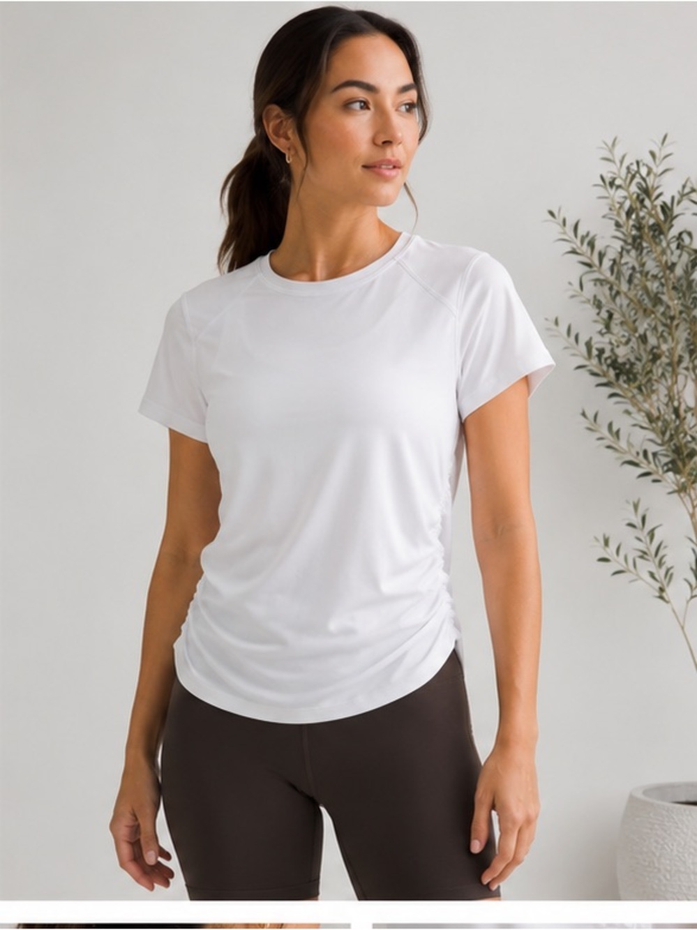 🤍 Lululemon White Ruched Performance Top | Size Large | Like New